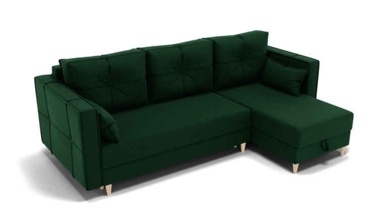 Диван Консул-2 ППУ угол левый/правый (ЗР) Цвет фасада: Зеленый; Тип: Левый/правый; Материал фасада: Металл/Велюр_0