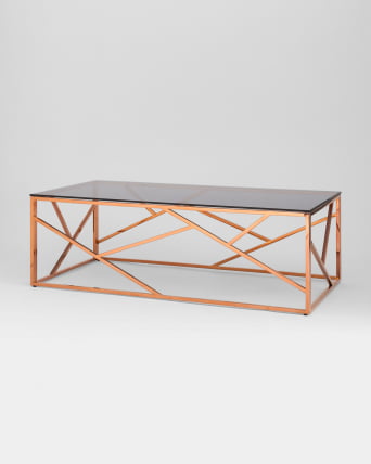 Журнальный стол АРТ ДЕКО 120кс60 Розовое золото стекло смоке / 120x60 smoke_1