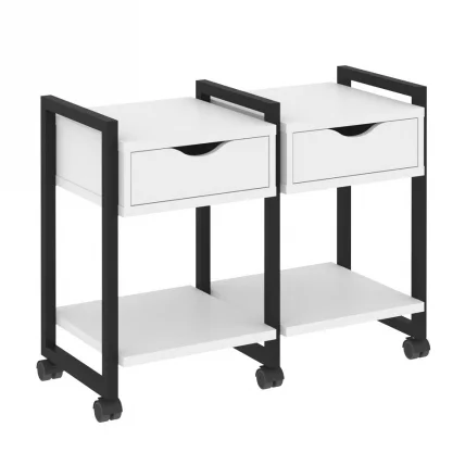 Тумба на колесных опорах наборная. Вариант №1 ЛОФТ ВР.Л-ТН-1.К Металл черный Белый Бриллиант / LOFT VR.L-TN-1.K_0