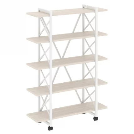 Стеллаж на колесных опорах - 5 полок ЛОФТ ВР.Л-МСТ.К-5.8В Металл белый Денвер светлый / LOFT VR.L-MST.K-5.8V_0