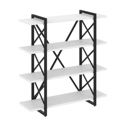 Стеллаж на регулируемых опорах - 4 полки ЛОФТ ВР.Л-МСТ.О-4.8В Металл черный Белый Бриллиант / LOFT VR.L-MST.O-4.8V_0