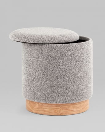 Пуф с ящиком Холли С букле серый / S_4