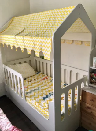 Кроватка-Домик с ящиком белая_1