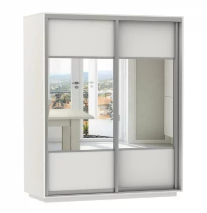 Шкаф-купе двухдверный Экспресс Дуо Комби 1600х2200х Белый снег / 1600х2200h_0