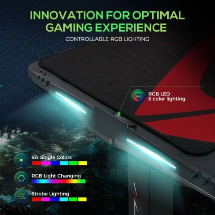 Геймерский стол c электрической регулировкой по высоте ЕУРЕКА ЕРК-ЕГД-С62Б Черный с РГБ / c EUREKA ERK-EGD-S62B RGB_9