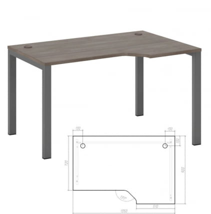 Стол эргономичный правый на металлоопорах Нев Лине НЛН36322534 Дуб шамони темный / New Line NLN36322534_1