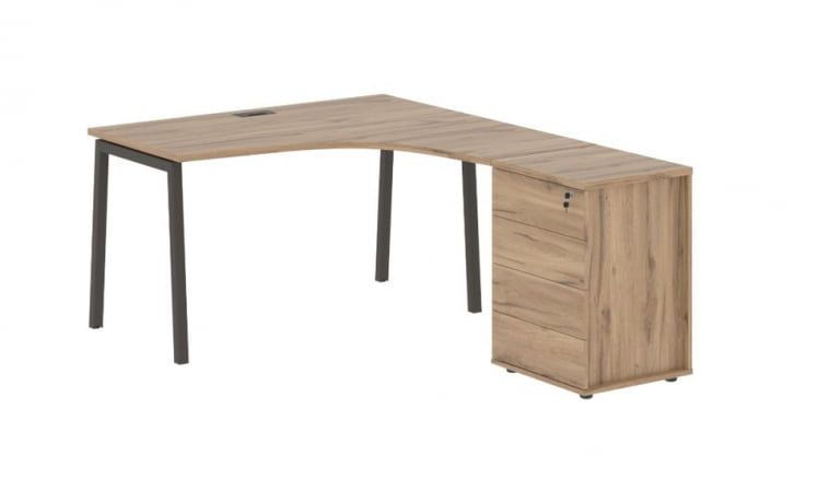 Стол эргономичный с тумбой (правый) ЕДИС ЕЛCЕТ 1318 Р Дуб Денвер светлый Мокко / EDIS ELCET R_0