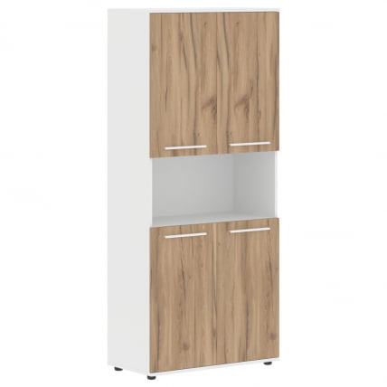 Шкаф с двумя комплектами глухих малых дверей ЕДИС ЕХCС 85.4 Дуб Денвер светлый Белый Белый / EDIS EHCS_0