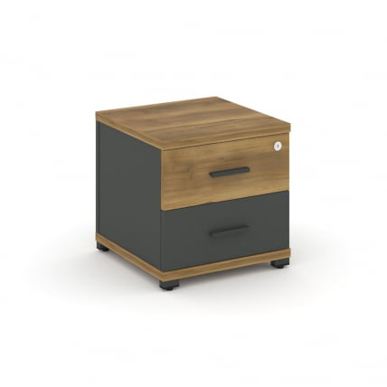 Тумба приставная с 2-мя ящиками CОНCЕПТ CН.ТУП-001 Б/В Сандал Янтарный Антрацит / CONCEPT CN.TUP-001 B/W_0