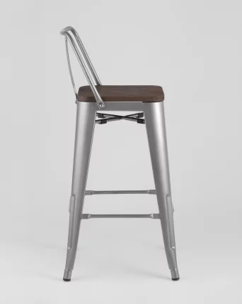 Стул полубарный Толикс Воод со спинкой Серебристый / Tolix Wood_3