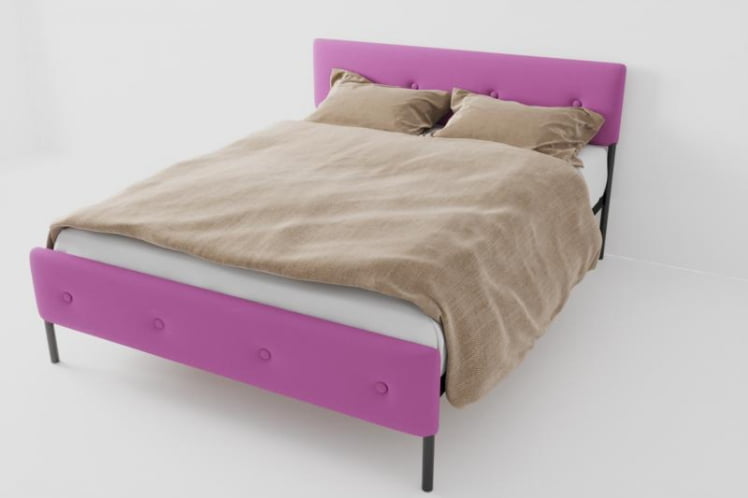 Кровать &куот;Екатеринбург Мини&куот; с ортопедическим основанием Цвет фасада: Розовый; Цвет корпуса: Чёрный; Материал фасада: Металл/Велюр; Размер: 900х2000 мм; Спальное место: 900х2000 мм / "Екатеринбург Мини"_0