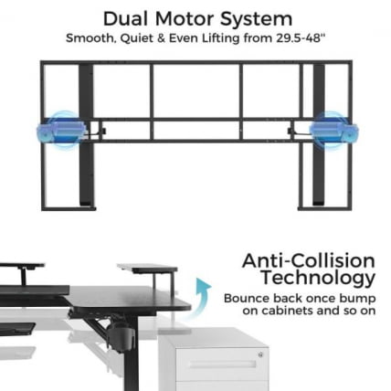 Стол для компьютера (для геймеров) У-образной формы с электрической регулировкой по высоте и трансформируемыми полками Еурека У-71 / U-образной Eureka U-71_7