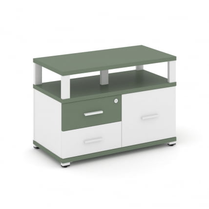 Тумба приставная сервисная с надставкой широкой CОНCЕПТ CН.ТСР-003 Б/В Кобо Белый бриллиант Белый / CONCEPT CN.TSR-003 B/W_0