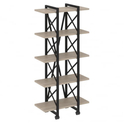 Стеллаж на колесных опорах - 5 полок ЛОФТ ВР.Л-МСТ.К-5.4В Металл черный Дуб Аттик / LOFT VR.L-MST.K-5.4V_0