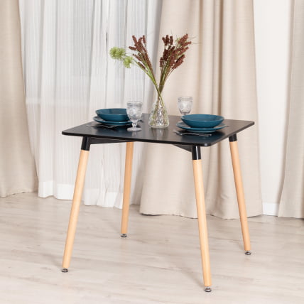 Стол ДЖОХН (мод. Т1003) МДФ/дерево, 80 х 80 х 75 см , Блаcк (черный)/ Натурал (натуральный) / JOHN (mod. T1003) Black Natural_4