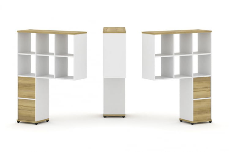 Надставка на стол высокая двухсторонняя + задняя стенка (2 шт.) + блок с 2-мя ящиками (2 шт.) CОНCЕПТ CН.ДНВ-008 Дуб Винченцо Белый бриллиант Черный металл / CONCEPT CN.DNV-008_0