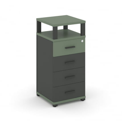 Тумба приставная с 4-мя ящиками и надставкой CОНCЕПТ CН.ТУО-003 Б/В Кобо Антрацит / CONCEPT CN.TUO-003 B/W_0