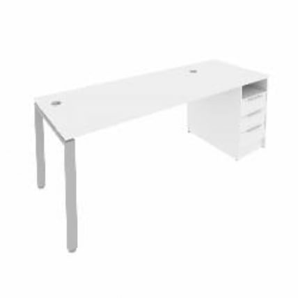 Рабочая станция с опорной тумбой Метал Сйстем Б.РС-СТП -1.4 Белый/Серый / Metal System_0