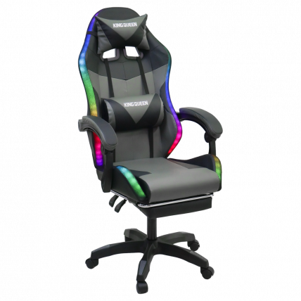 Кресло 908 КИНГКУЕЕН цвет черный/темно серый с массажем и подсветкой 908-блаcк-дгрей-масс / KINGQUEEN 908-black-dgrey-mass_0