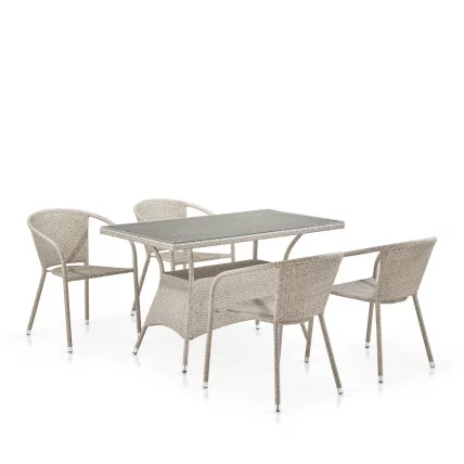 Комплект плетеной мебели Т198Д/Й137C-В85 Латте 4Пcс / T198D/Y137C-W85 Latte 4Pcs_0