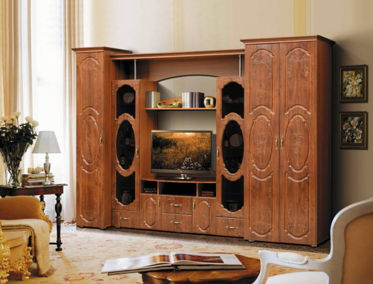 Набор мебели для гостиной Грация 8.1 МДФ матовый Венге/Дуб выбеленный_0