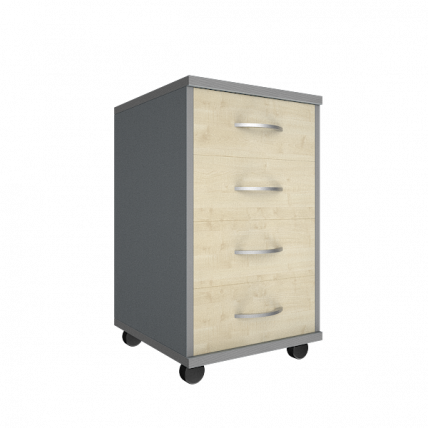Тумба подкатная (4 ящика, с замком) Рива А.ТМ-4Ф Клен/Металлик / Riva А.ТМ-4F_0
