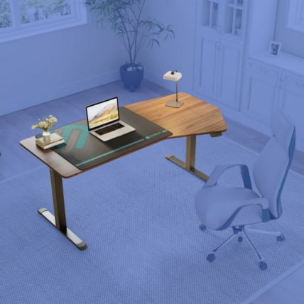 Стол компьютерный с электроприводом Еурека ЕРК-ЕДИ-ХТГ-СВ (Хептагон), орех / Eureka ERK-EDI-HTG-SW (Heptagon),_4