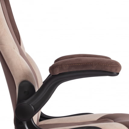 Кресло офисное БАЗУКА флок , коричневый/бежевый/коричневый перфорированный, 6/7/6/06 / BAZUKA_10