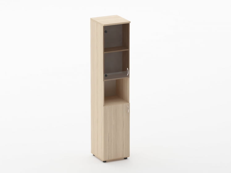 Шкаф высокий со стеклом и нишей Твин 16.16.16Л Туя / Twin_0