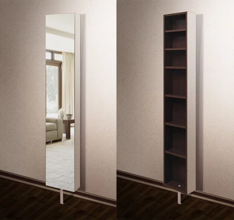 Поворотный зеркальный шкаф Зум Шелф Венге_1