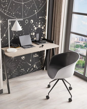 Кресло офисное ЛИБРА пластик белый экокожа черная на колесиках / LIBRA_9