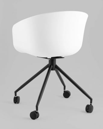 Кресло офисное ЛИБРА пластик белый экокожа черная на колесиках / LIBRA_3