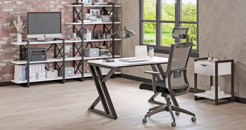 Стеллаж на колесных опорах - 3 полки ЛОФТ  ВР.Л-МСТ.К-3.4 Металл черный Белый Бриллиант / LOFT VR.L-MST.K-3.4_1