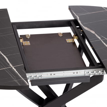 Стол МАНЗАНА ЛДСП/ХПЛ/металл, 100 х 100+30 х 75 см, Мрамор черный/черный / MANZANA ЛДСП/HPL/металл,_6