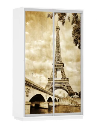 Шкаф-купе двухдверный Экспресс Дуо 1400х2400х Париж/Белый снег / 1400х2400h_0