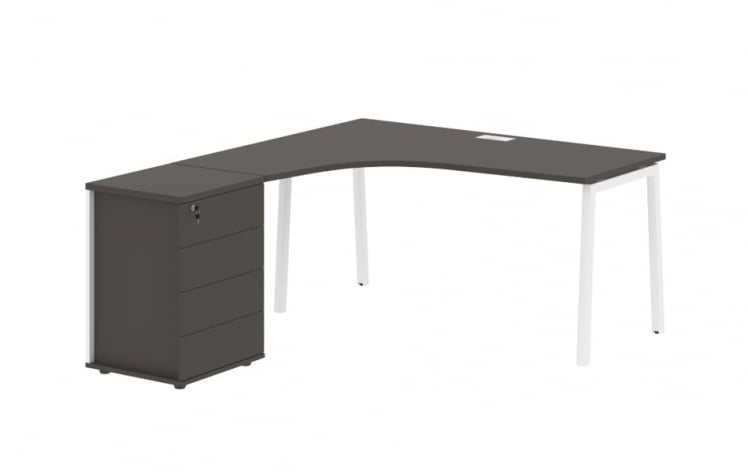 Стол эргономичный с тумбой (левый) ЕДИС ЕЛCЕТ 1518 Л Мокко Белый / EDIS ELCET L_0