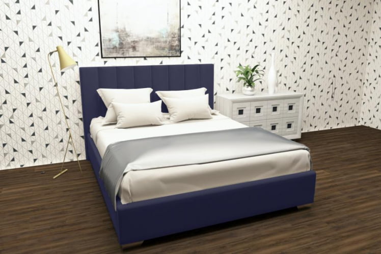 Мягкая интерьерная кровать Терра без основания Материал фасада: Металл/Велюр; Спальное место: 900х2000 мм; Цвет: Синий_0