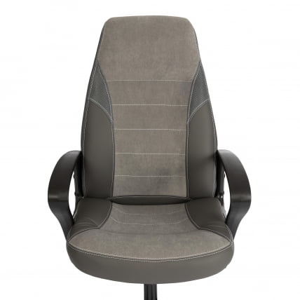 Кресло ИНТЕР (24) кож/зам/флок/ткань, серый/металлик, C-36/29/ТВ-12 / INTER C-36/29/TW-12_5