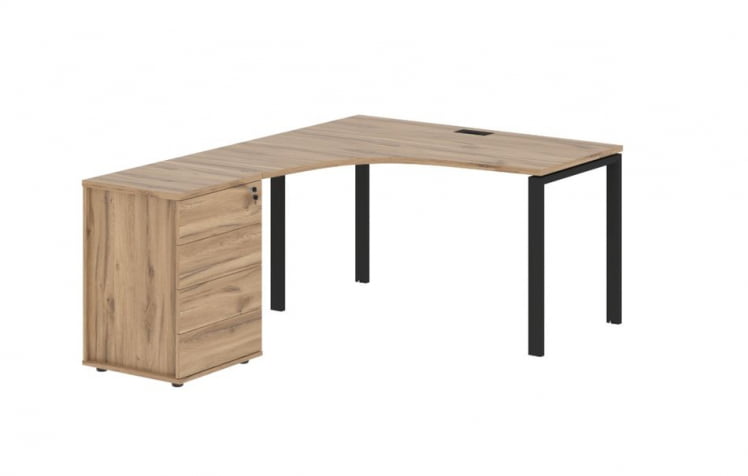 Стол эргономичный с тумбой левый ЕДИС ЕУCЕТ 1318 Л Дуб Денвер светлый Черный / EDIS EUCET L_0