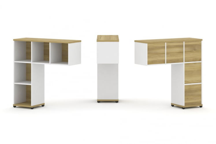 Надставка на стол низкая односторонняя + задняя стенка 5шт. CОНCЕПТ CН.ОНН-001 Дуб Винченцо Белый бриллиант Черный металл / CONCEPT CN.ONN-001_0