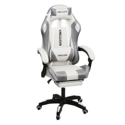 Кресло 907 КИНГКУЕЕН, замша, цвет светло-серый с массажем, арт 907-Рисе-Вхите / KINGQUEEN, 907-Rice-White_0