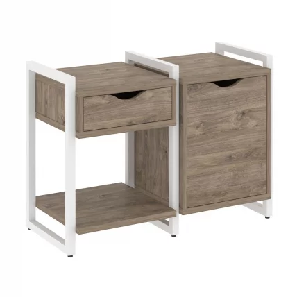 Тумба на колесных опорах наборная. Вариант №3 ЛОФТ ВР.Л-ТН-3.К Металл белый Тиквуд темный / LOFT VR.L-TN-3.K_0