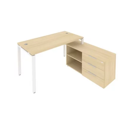 Рабочая станция на П-образном м/к с опорной тумбой правая Метал Сйстем Б.РС-СТС-2.3 Пр Акация/Белый / Metal System_0