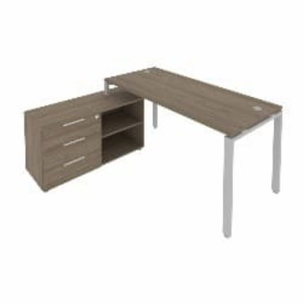 Рабочая станция на П-образном м/к с опорной тумбой левая Метал Сйстем Б.РС-СТС-2.4 Л Вяз/Серый / Metal System_0