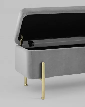 Банкетка с ящиком Болейн голд велюр Серый / gold_4