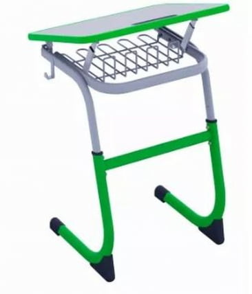 Парта одноместная регулируемая по высоте СМАРТЙ 600х500 с углом наклона столешницы и антивандальной полиуретановой кромкой (рост 3-5) Оливковый/Серый / SMARTY_1