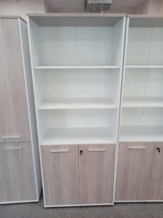 Шкаф 4 широкий верх открытый, низ закрытый Дека 10.19.111 Дуб Сантана светлый/Белый / Deka_7