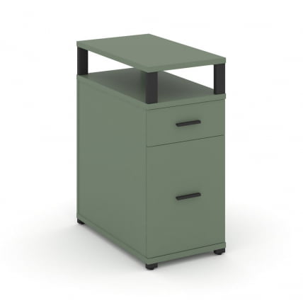 Тумба опорная/приставная с ящиком, распашным фасадом и надставкой CОНCЕПТ CН.ТГО-006 Б/В Кобо Черный / CONCEPT CN.TGO-006 B/W_0