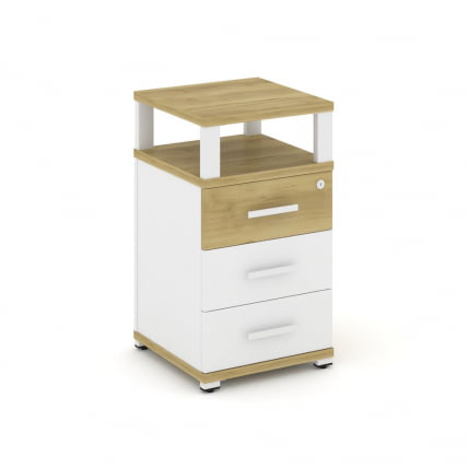 Тумба приставная с 3-мя ящиками и надставкой CОНCЕПТ CН.ТУП-003 Б/В Дуб Винченцо Белый бриллиант Белый / CONCEPT CN.TUP-003 B/W_0