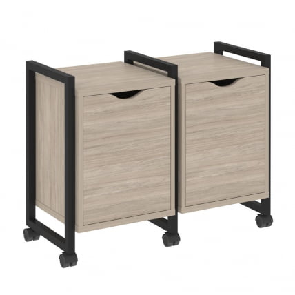 Тумба на колесных опорах наборная. Вариант №2 ЛОФТ ВР.Л-ТН-2.К Металл черный Дуб Аттик / LOFT VR.L-TN-2.K_0